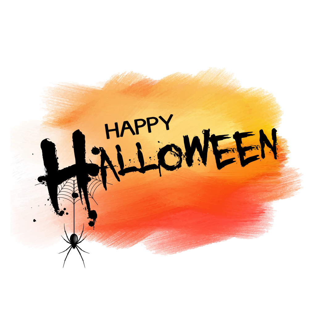 Grunge Halloween writing on a watercolour background